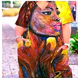 Adorable Multi Coloured Abstract Short Sleeve Tunic Dress! Brand New With Tags!